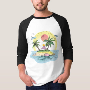 Tropisches Insel-Sonnenuntergangs-Streetwear-T-Shi T-Shirt