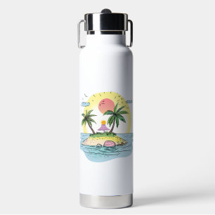 Tropisches Insel-Sonnenuntergangs-Trinkgeschirr Trinkflasche