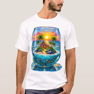 Tropisches Inselparadies in einer Glas-Schale T-Shirt