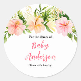 Tropisches Jungle Floral Baby Dusche Buchzeichen Runder Aufkleber