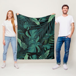 Tropisches Jungle Night Blätter Muster #1 #tropica Fleecedecke