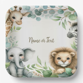 Tropisches Jungle Safari Tiere Grüne Blätter Party Pappteller