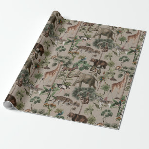 Tropisches Jungle Safari-Tiermuster Geschenkpapier