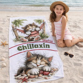 Tropisches Katzenparadies mit entspanntem Küstench Strandtuch
