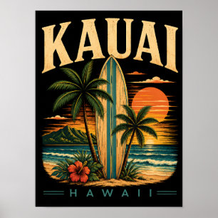 Tropisches Kauai Hawaii Surfparadies Poster