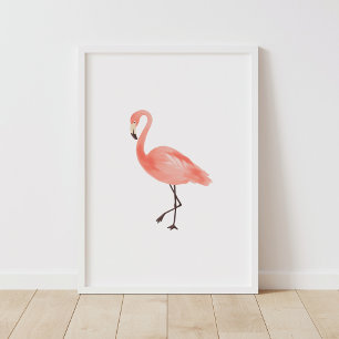 Tropisches Kinderzimmer-Dekor mit rosa Flamingos Poster