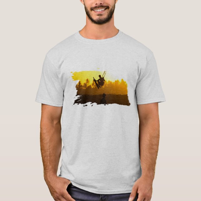 Tropisches Kitesurfen bei Sonnenuntergang Gelb T-Shirt (Vorderseite)