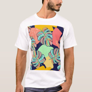 Tropisches Kunstwerk: farbenfrohe Monstera-Gestalt T-Shirt