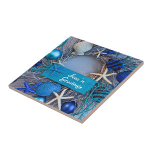 Tropisches Küstenseashell-Feiertags-Weihnachten Fliese