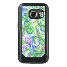 Tropisches Laub-Gelb-Rosa-grün-blauer Lavendel