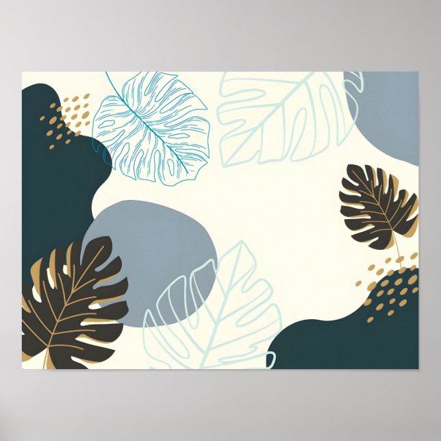Tropisches Leaf Abstrakt Art Poster (Vorne)