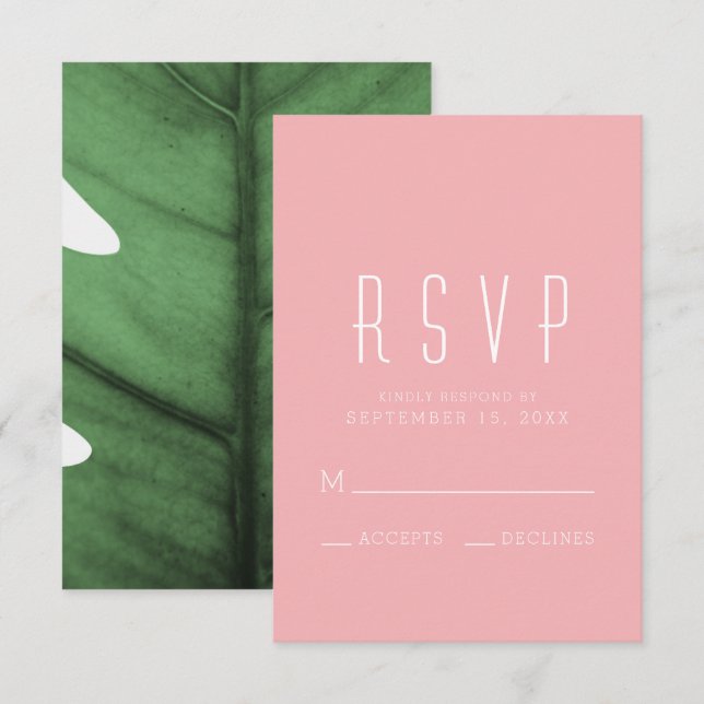 Tropisches Leaf Art Deco Inspiriert RSVP-Karte RSVP Karte (Vorne/Hinten)