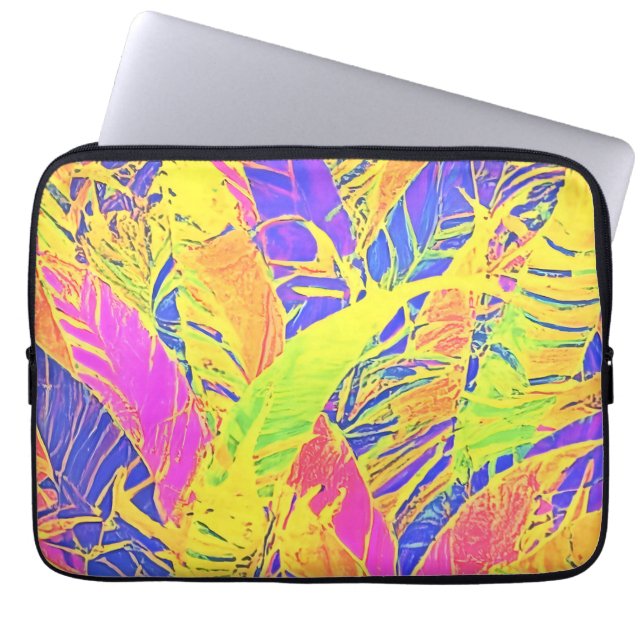 Tropisches Leaf Art Laptopschutzhülle (Vorderseite)