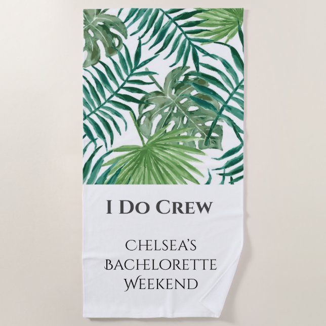 Tropisches Leaf Bachelorette Beach Party Handtuch (Vorderseite)