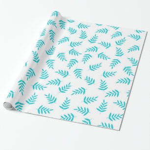 Tropisches Leaf Blau und Weiß Geschenkpapier