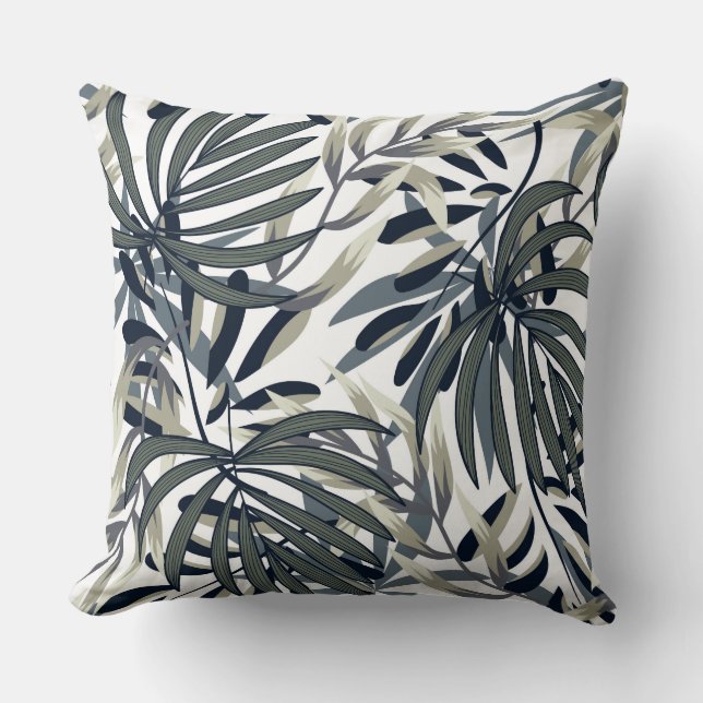 Tropisches Leaf Designer Throw Kissen (Vorderseite)
