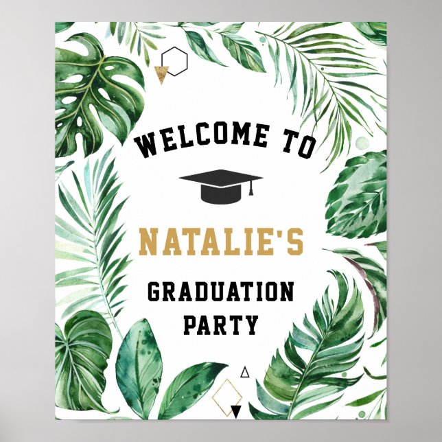 Tropisches Leaf Graduation Party Willkommenspopste Poster (Vorne)