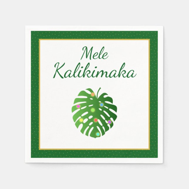 Tropisches Leaf Hawaiian Weihnachtslicht Chic Part Serviette (Vorderseite)