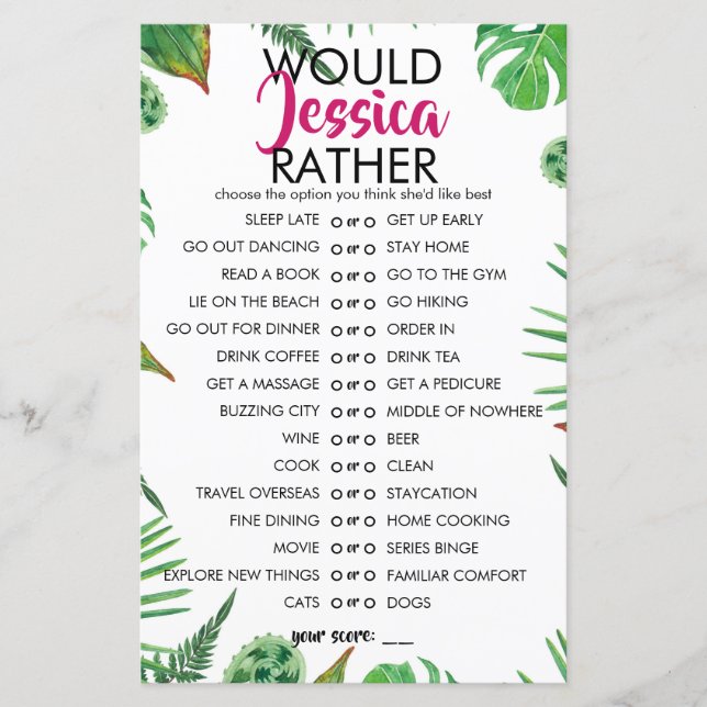 Tropisches Leaf individuell einstellbar würde sie  (Vorderseite)