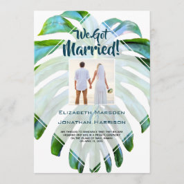 Tropisches Leaf Just Married Hochzeit Ankündigung