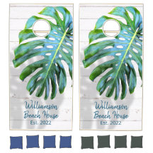 Tropisches Leaf mit schattenrustikalem Weißholz Ja