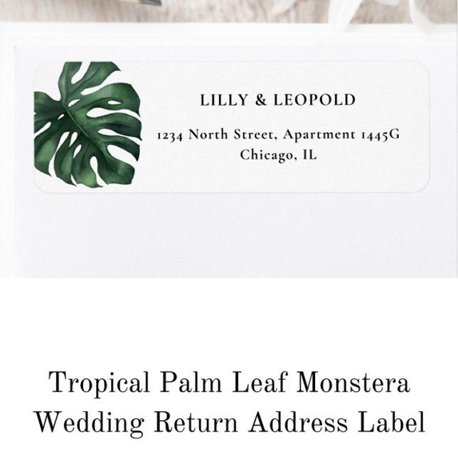Tropisches Leaf Monstera Hochzeit Rücksendeadresse (Von Creator hochgeladen)