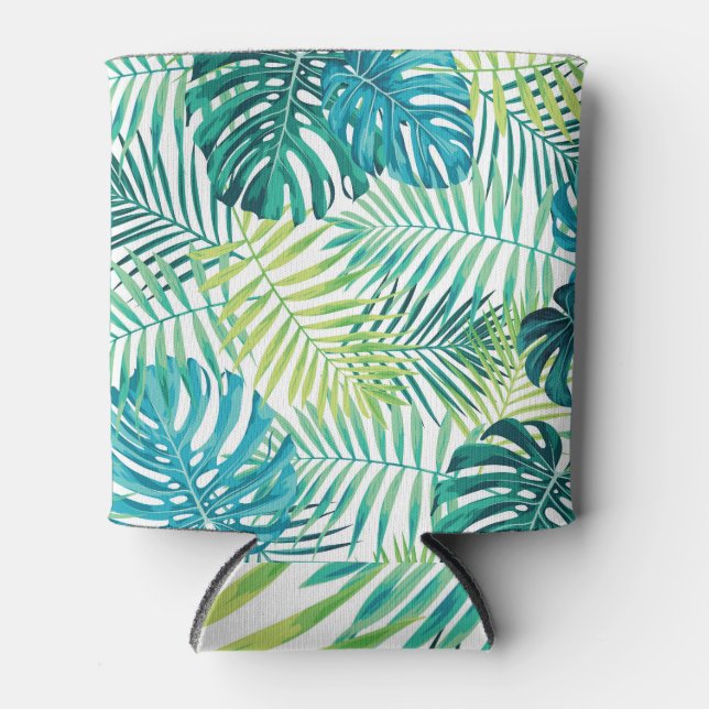 Tropisches Leaf Monstera Nahtloses Design Dosenkühler (Vorderseite)