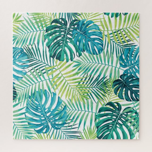 Tropisches Leaf Monstera Nahtloses Design Puzzle (Vertikal)
