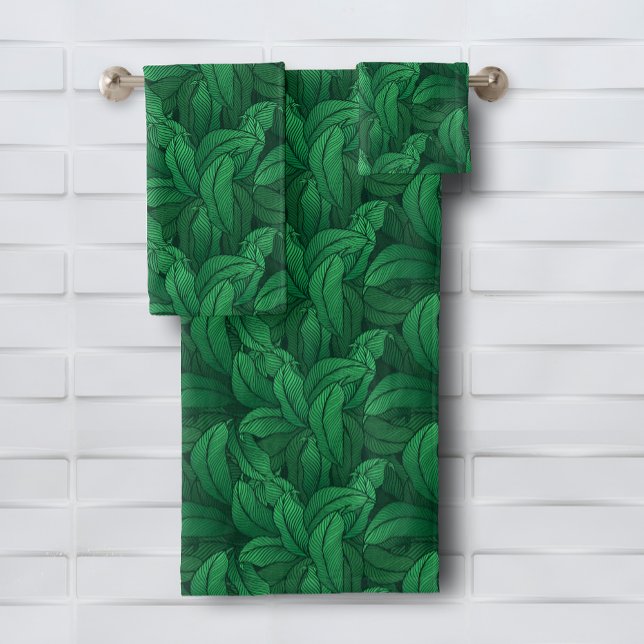 Tropisches Leaf-Muster Badhandtuch Set (Tropical Leaf Pattern Bath Towel Set (white on reverse), buy pieces separately, too.)