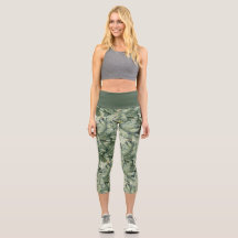 Tropisches Leaf Muster Capri Leggings
