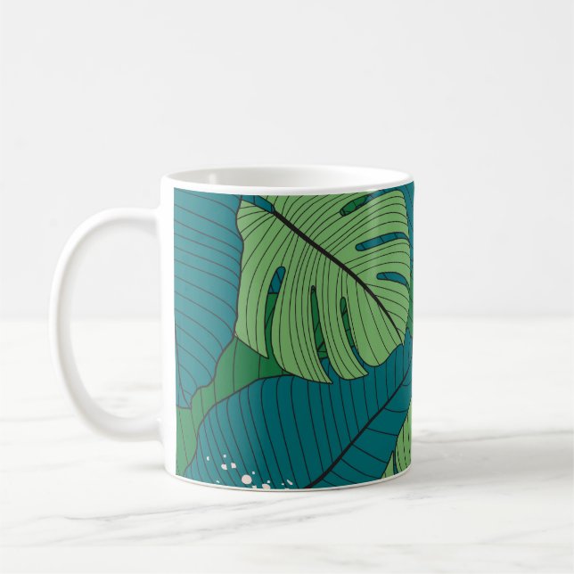 Tropisches Leaf-Tapestes: Vintage Verdure Kaffeetasse (Links)