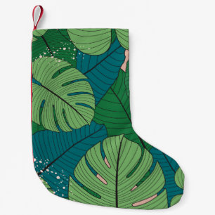 Tropisches Leaf-Tapestes: Vintage Verdure Kleiner Weihnachtsstrumpf