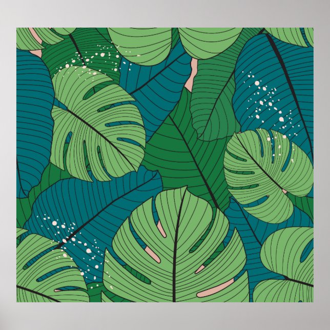 Tropisches Leaf-Tapestes: Vintage Verdure Poster (Vorne)