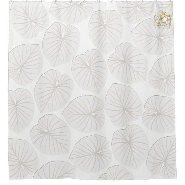 Tropisches Leaf White Designer Duschvorhang Set (Vorderseite)