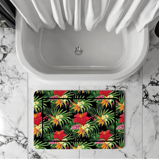 Tropisches lebendiges bunte Blumenmuster Badematte (Von Creator hochgeladen)