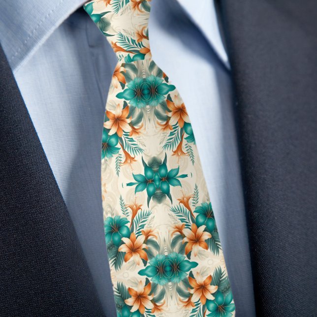 Tropisches Leuchtmuster Necktie Krawatte (Von Creator hochgeladen)