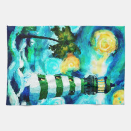 Tropisches Leuchtturm und Palmen beeindruckend Geschirrtuch