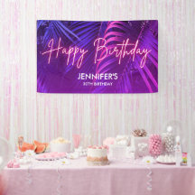 Tropisches Lila Neon Rosa Palmenblatt Alles Gute z