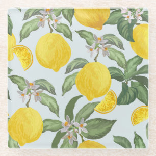 Tropisches Limonen-Frucht-Vintage-Muster Glasuntersetzer