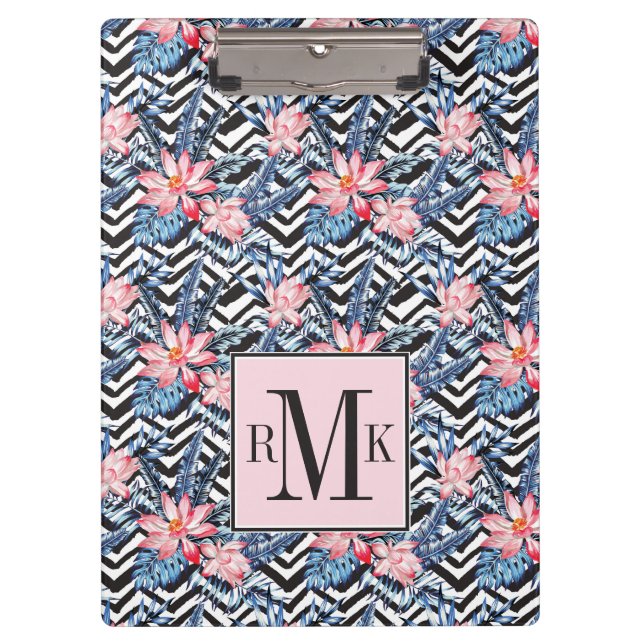 Tropisches Lotos-Blumen-Muster Klemmbrett (Vorderseite)