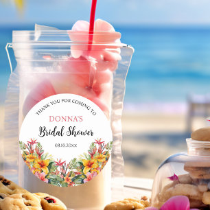 Tropisches Luau Hawaiianische Brautparty Runder Aufkleber