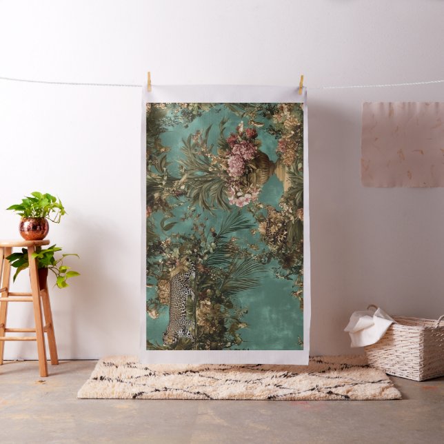 Tropisches Lush Foliage Leopard Muster Stoff (Beispiel)