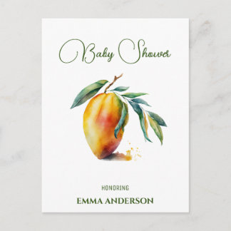 Tropisches Mango | Babyparty Ankündigungspostkarte