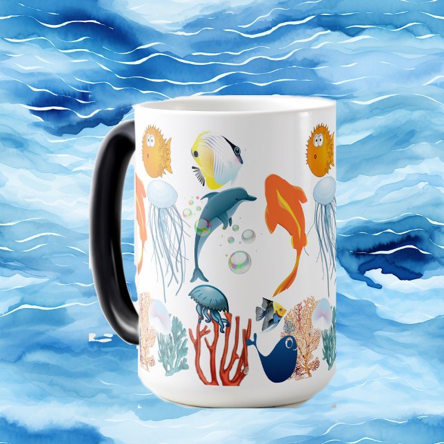 Tropisches Meer farbenfrohe Fische Meeresleben Spa Verwandlungstasse (Tropical Sea Colorful Fish Marine Life Fun Kids Magic Mug)
