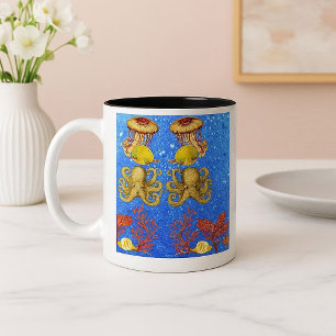 Tropisches Meer Farbige Meereswelt Tiefblauer Ozea Zweifarbige Tasse