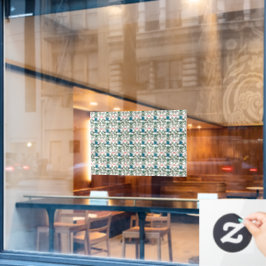 Tropisches Meeresschildkröten-Blumenmuster | Küste Fensteraufkleber