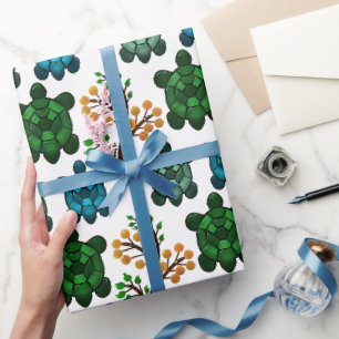 Tropisches Meeresschildkröten-Blumenmuster Küste Geschenkpapier