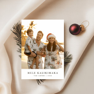 Tropisches Mele Kalikimaka Familien-Strandfoto Feiertagskarte