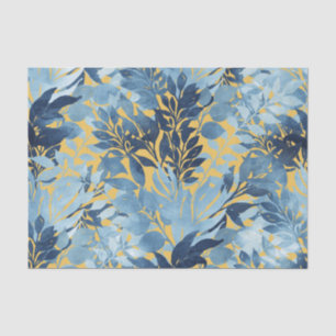 Tropisches Metallisches Blaues Blattdesign Seidenpapier