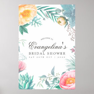 Tropisches Minz-Blumen-Sommer-Braut- Begrüßung Poster